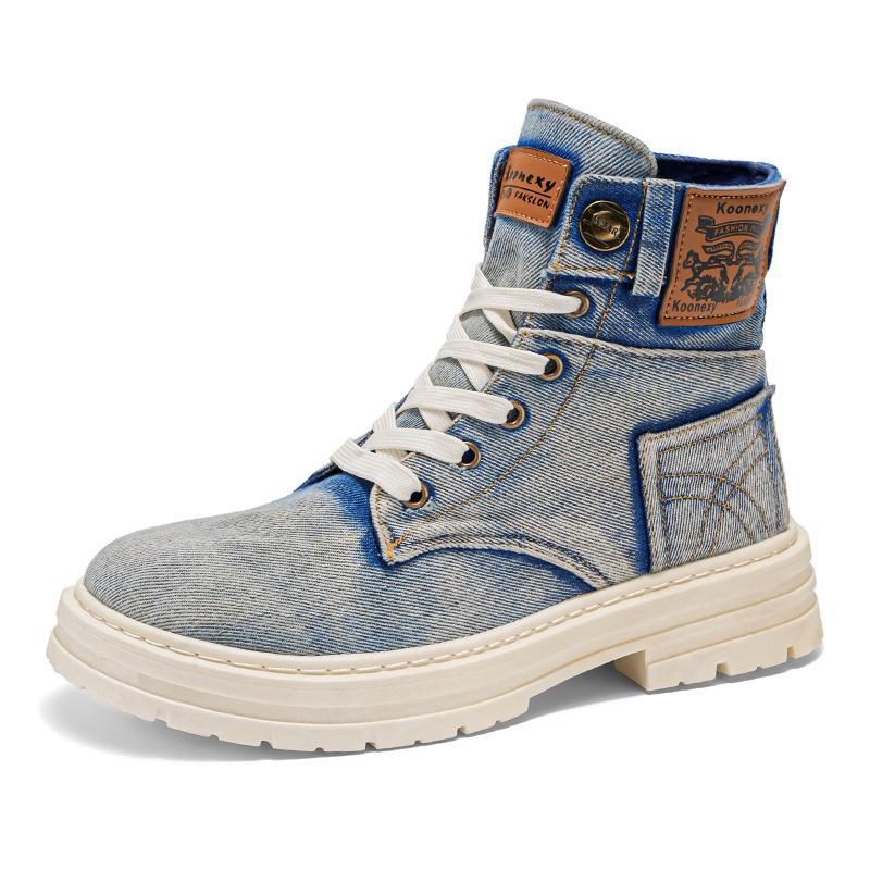 Autumn and winter new denim Martin boots large size outdoor boots high top