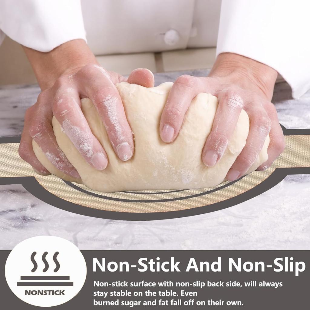 2Pcs Silicone Bread Sling Oval And Round For Dutch Oven, Non-Stick Easy-Clean Reble Silicone Baking Mat With Long Handles Sourdough Bread Baking Mat