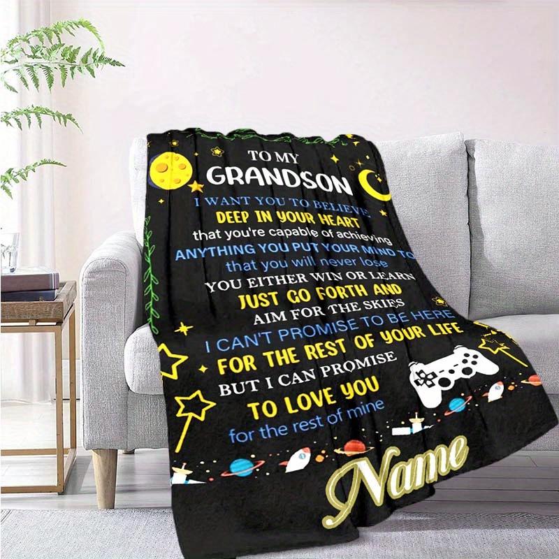 To My Grandson Customize Your Name Outdoor Blanket Suitable For All Seasons Comfortable And Warm Soft Blanket Suitable For Travel Gifts For Relatives