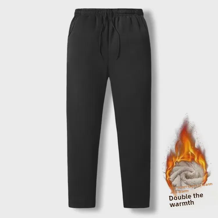 Men's Korean Style Lambskin Pants: Autumn/Winter Warm, Velvet-Lined, Thick, Straight-Cut, Casual, Trendy.