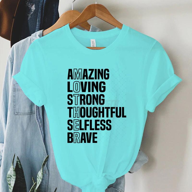 Mother Inspirational Quote Graphic T Shirts Gift for Mom Short Sleeve Tee Mom Life Tee Shirt Letter Print Mother’s Day T-shirts