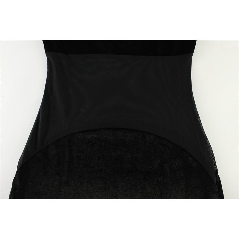 Women's Mesh Splicing Strap Perspective Sexy Hot Fashion Low-cut Halter Fishtail Dress