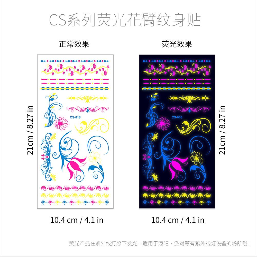 Hot Creative Fluorescent Flower Arm Tattoo Sticker Face Sticker Waterproof Music Festival Arm Tattoo Sticker