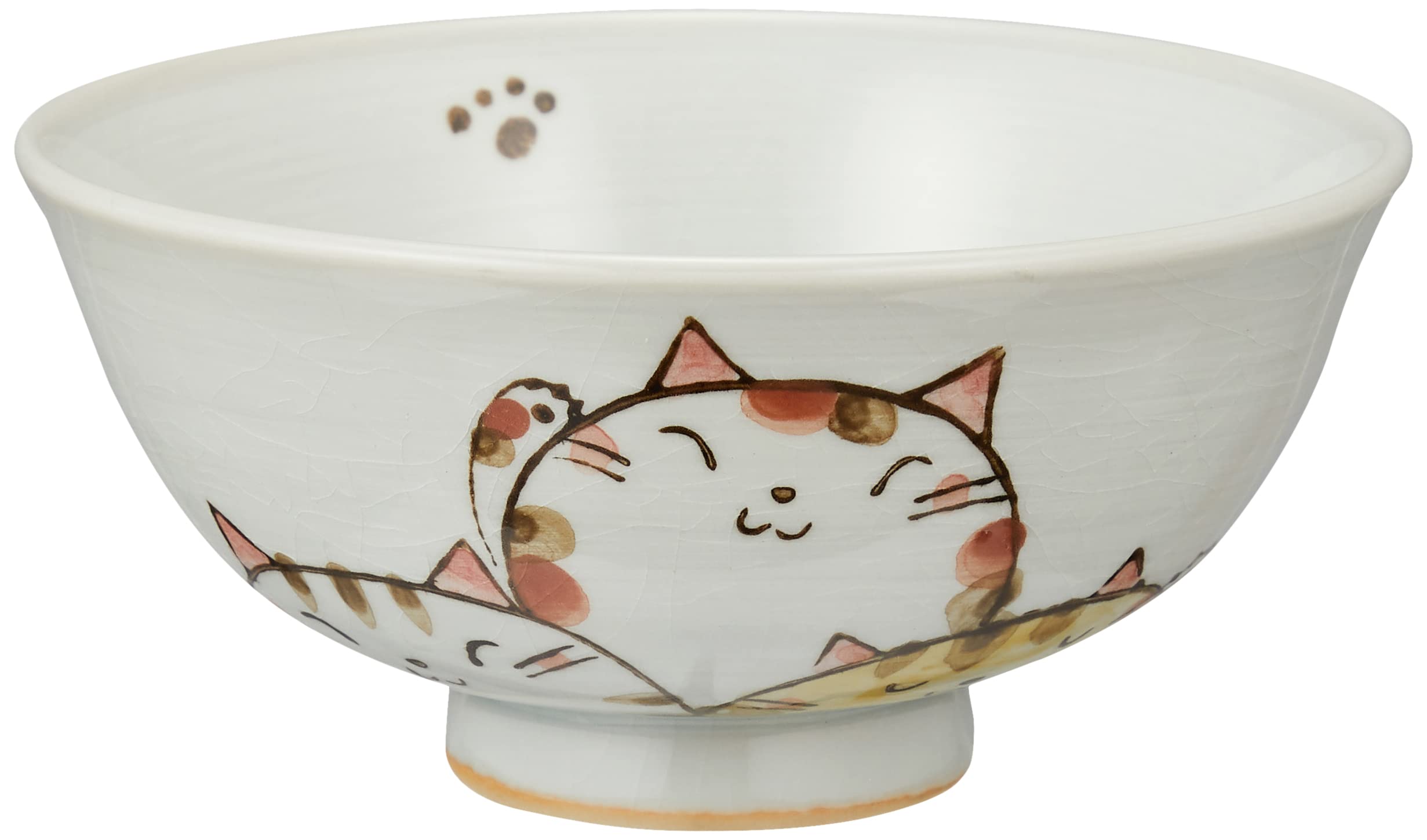 Utsuwa Roan Seto Ware Rice 12cm Yumekobo Trio the Made in  Cute Utsuwa  Bowl/Tea Bowl, Approx. Diameter, Nyan, Yellow, Japan, 091-0027