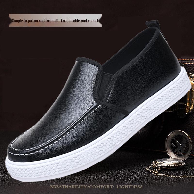 White Men's Slip-Resistant Waterproof Leather Nursing Shoes for Students