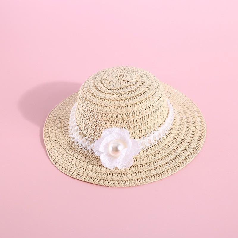 Adjustable Pet Sun Hat With Pearl Flower Lace Bow Daisy Pom Cats Dogs Fashion Accessory