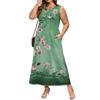 Ladies' Floral Print Casual and Fashionable Waist Cinched Sleeveless Dress