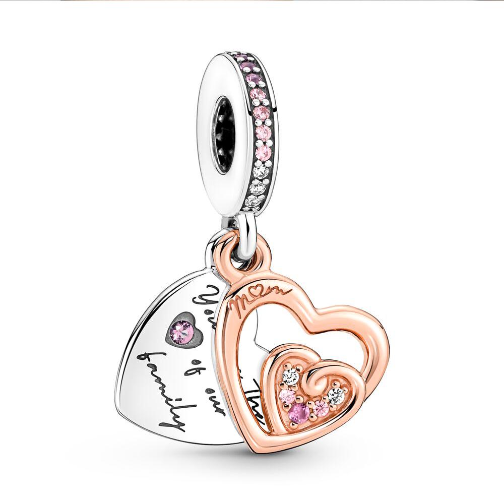 New  S925 Silver Camping Night Sky Heart Shape Pendants Fit For Couples Bracelet Nacklace Jewelry Gift DIY Making