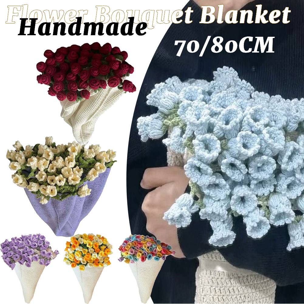 Rose Flower Blanket with DIY Material Package Handmade Soft Knitted Throw Blanket Crochet Flower Blanket Creative Gift 2025 New