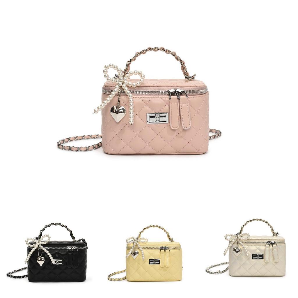 Minimalist Pu Box Bag With Chain And Embroidery For Urban Style