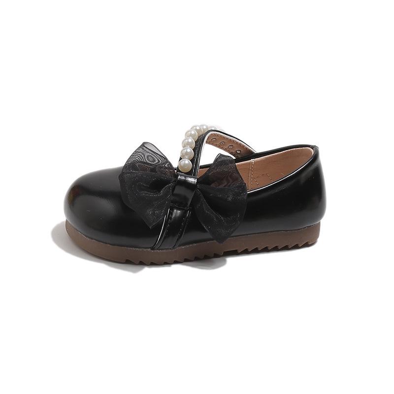 Mädchen Ballerinas mit Schleife und Perlen - Frühling/Herbst 2026, Weiche Ledersohle, Ideal für Auftritte & Tanz