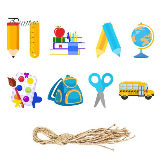 18ks Zpátky do školy Ozdoby Dřevěný závěsný prapor pravítko Kniha Autobus Batoh Tvar Závěsný Dekor Party Dekorace Potřeby