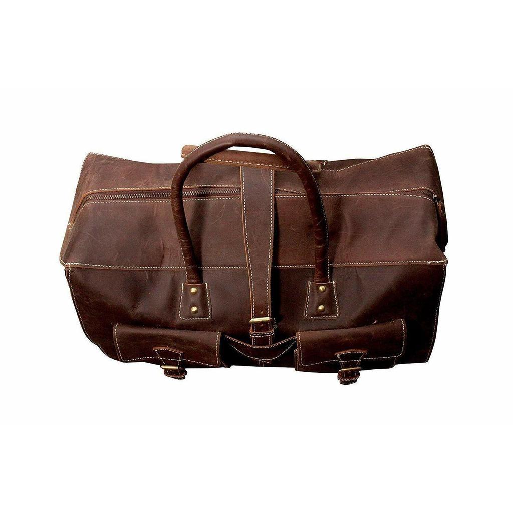 Men's Genuine Leather Large Vintage Duffel Travel Gym Bag Weekend Bag Overnight
