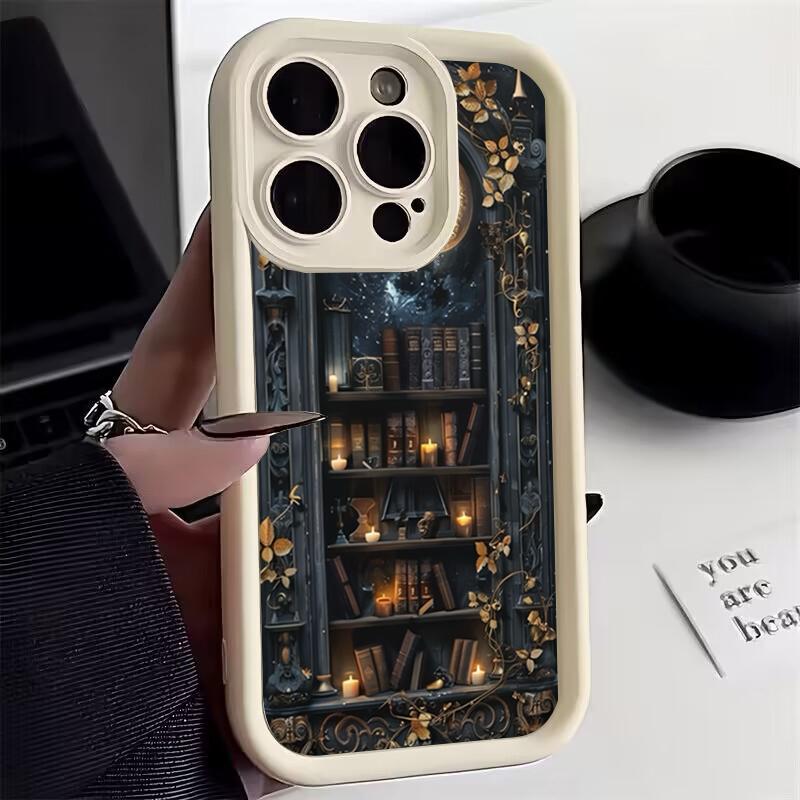 Shockproof Bumper Phone Case For iPhone 16 15 14 13 12 11 Pro Max XS X XR 7 8 Plus Mini SE 2020 2022 Bookshelf Print