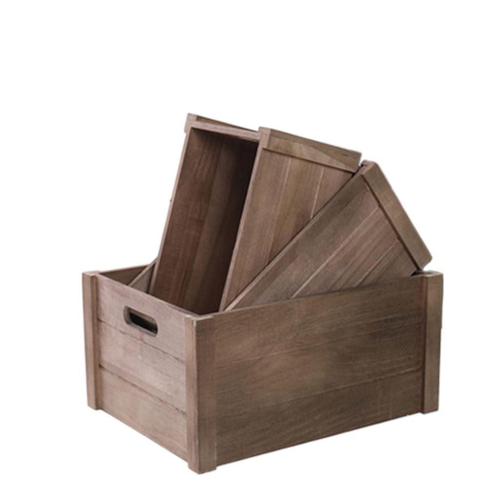 Handcrafted Storage Boxes Handle Storage Container Wood Nesting Storage Crates Office