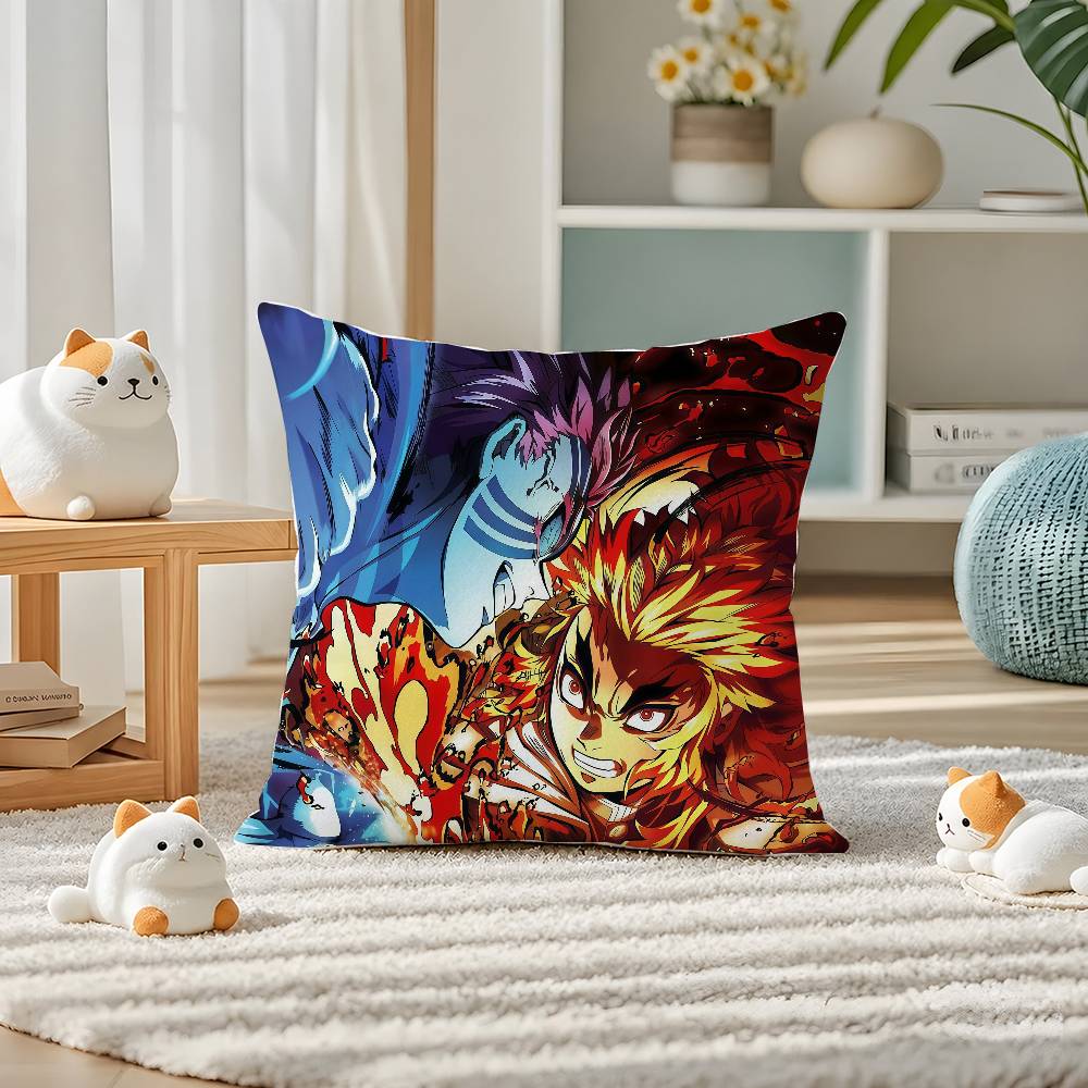 Demon Slayer Shinazugawa Sanemi Anime Plush Pillow Cover Soft Short Plush Cushion Cover For Sofa Bedroom Home Decor Gift