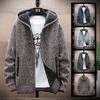 Men's Versatile Zipper Pocket Hooded Thick Knit Jacket for Autumn & Winter