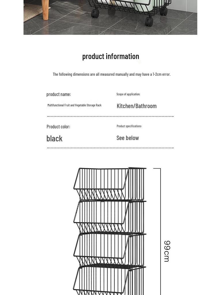 Multi-Layer Floor-Standing Kitchen Rack for Vegetables & Fruits