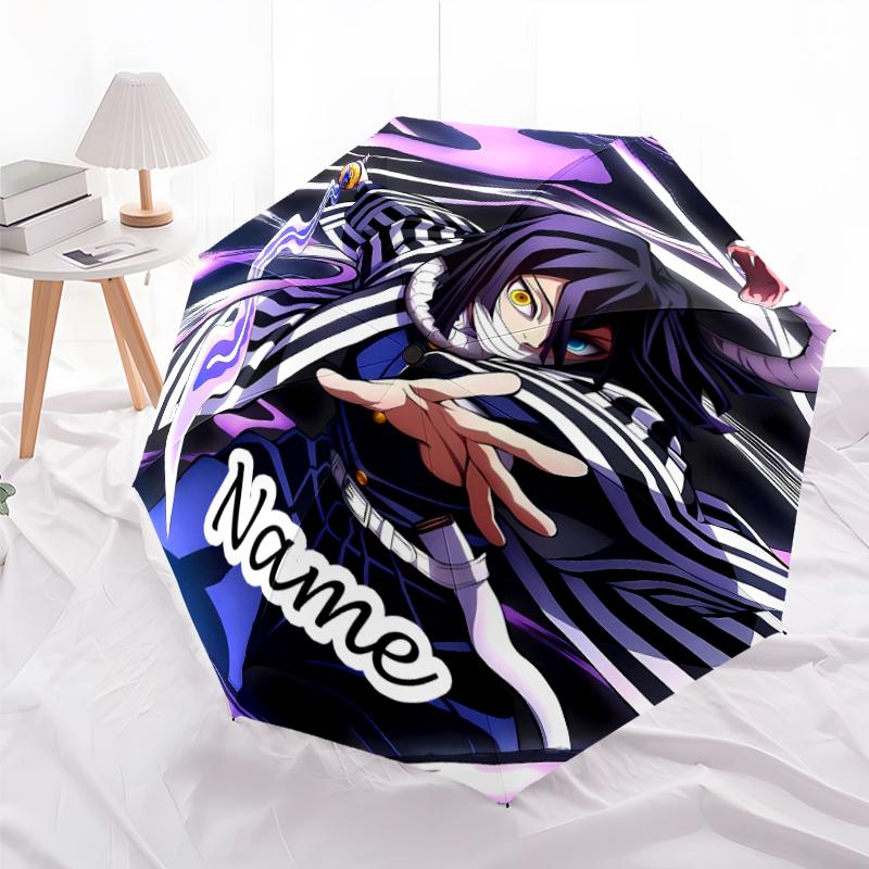 Personalized Name Demon Slayer1 Print Umbrella - Automatic Open/Close, Eight-Rib Durable Frame, Automatic Folding Umbrella