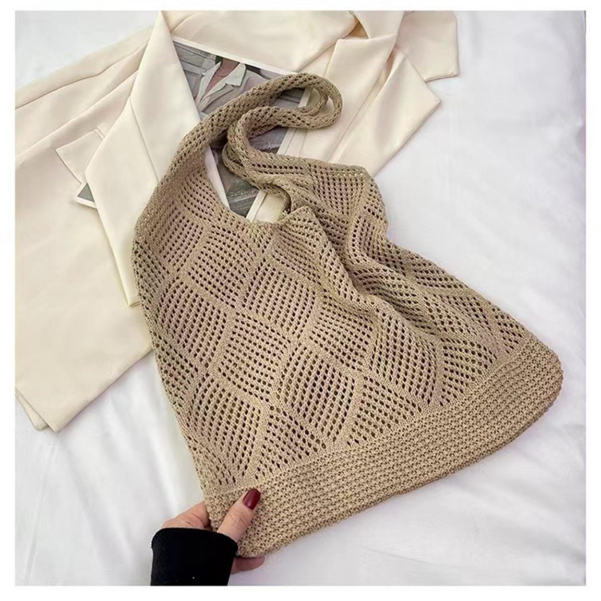 Женская вязаная сумка-тоут большой вместимости - Открытая трансформируемая сумка кроссбодисумка Дизайн без застежки - Легкий уход Ручная стиркахимчистка 940₽