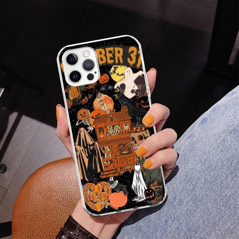Halloween Fall Art Witch Cat Phone Case For iPhone 17 Air 16 Pro Max 16E 15 + 14 Plus 11 12 13 Mini 7 8 SE Gift Print Cover Fund