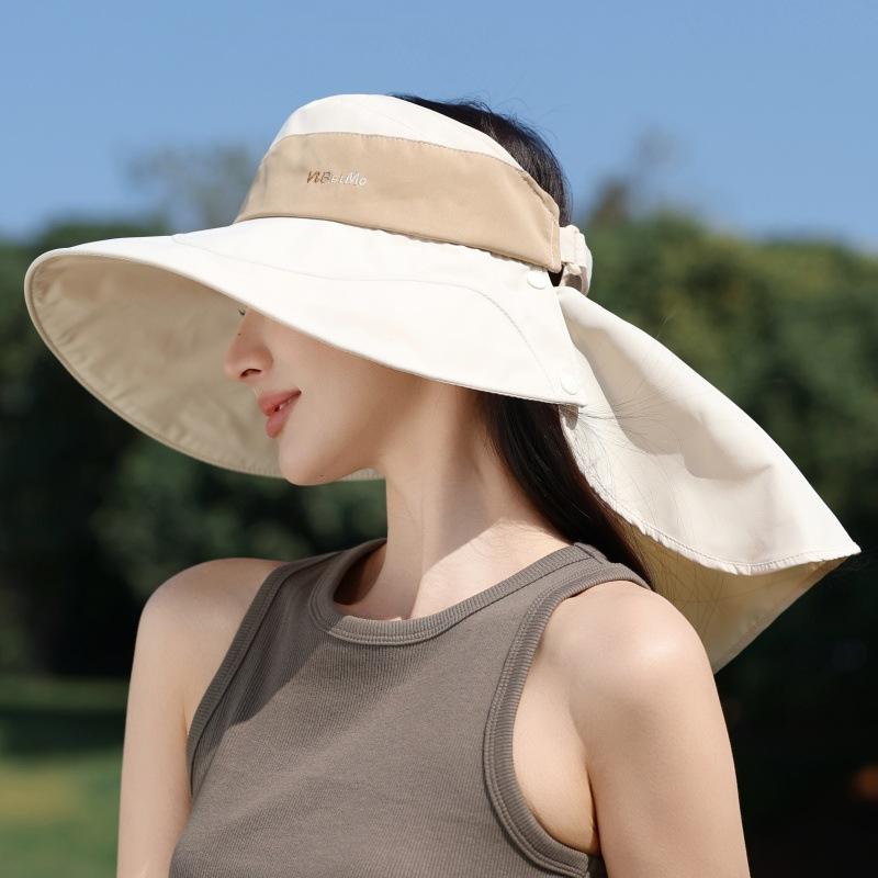 Fashion High Sense Big Brim Shawl Empty Top Hat Outdoor Uv Protection Sunshade Neck Bucket Hat