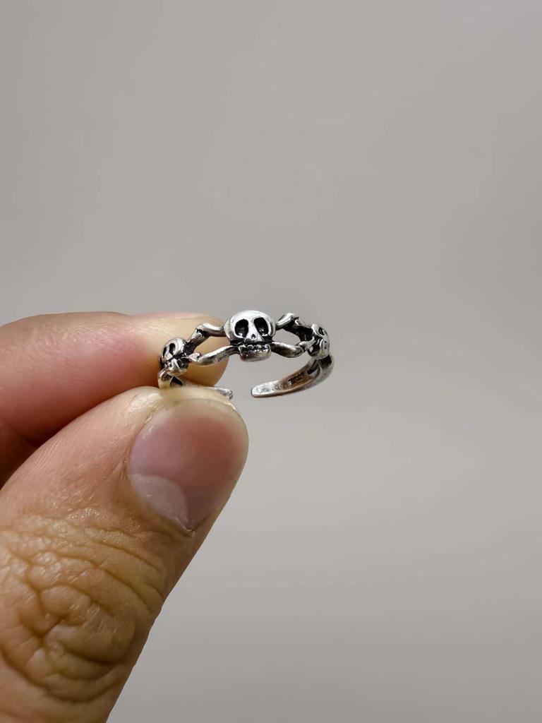 Gothic Exquisite Carving Ancient Silver Stainless Steel Snake Crown Cat Adjustable Opening Rings for Women Men Halloween Jewelry