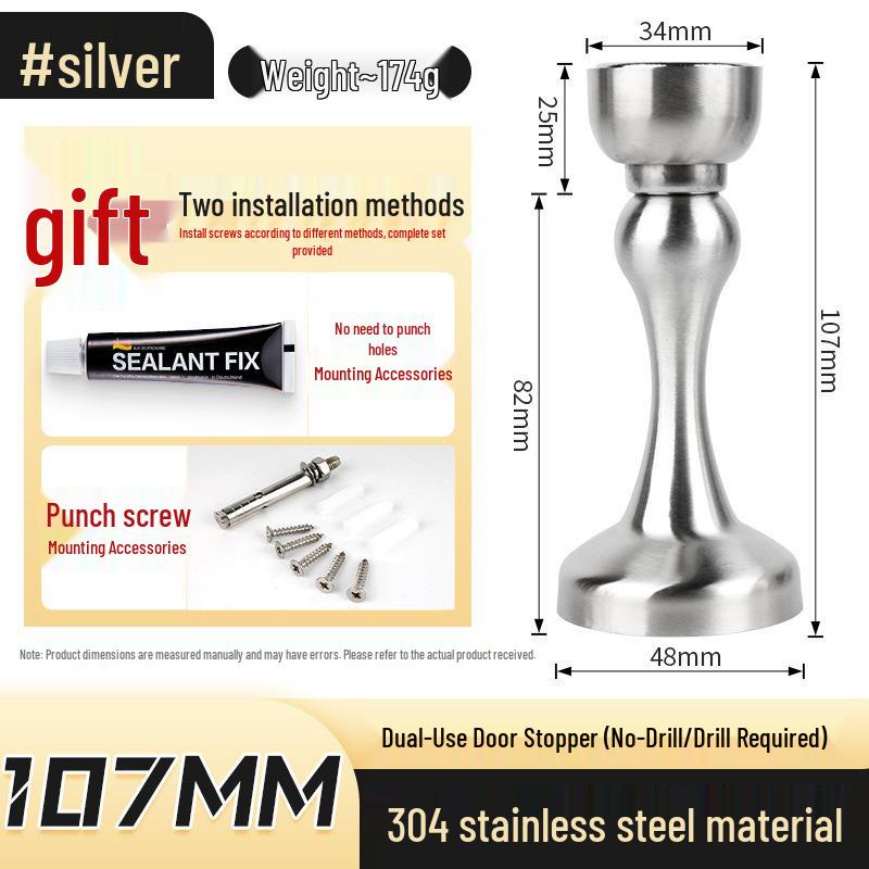 Stainless Steel Magnetic Door Stopper - Punch-Free, Anti-Collision, High-Strength, for Bathroom/Bedroom Doors