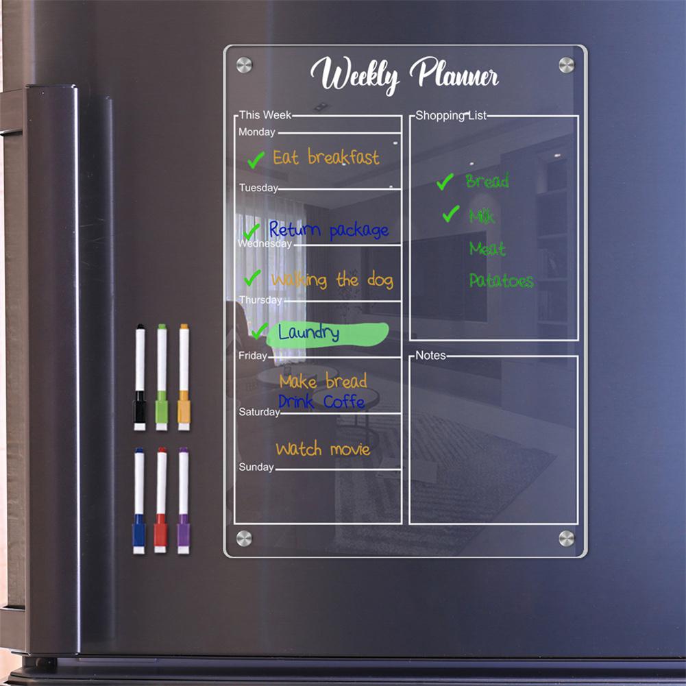 Acrylic Calendar For Fridge Magnetic Weekly Planning Board Clear Memo Note Board With 6 Markers For Office Home School