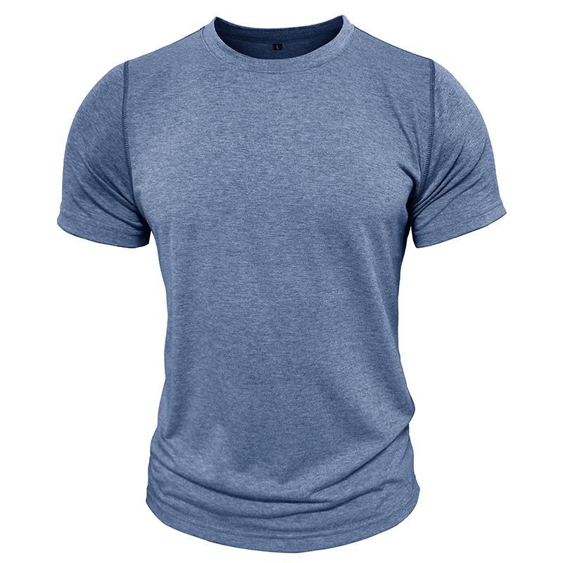 Magliette estive casual da uomo con scollo a giro, vestibilità attillata, a maniche corte, basiche, solide, da allenamento, traspiranti, sportive, traspiranti, per uomo