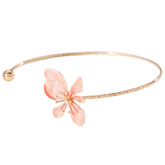 Flower Cuff Choker Enamel Flower Cuff Necklace Elegant Adjustable Wire Choker for Women Parties Holiday Beach Vacation Jewelry