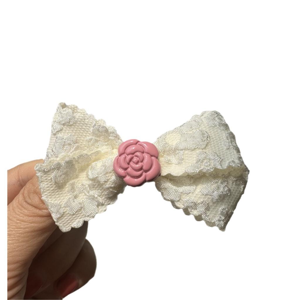 White Lace Bow Hair Clips for Girls Kawii Barrettes Cute Heart Hair Accessoires Kids Colored Ribbon Woman Hairpins Hairgrip