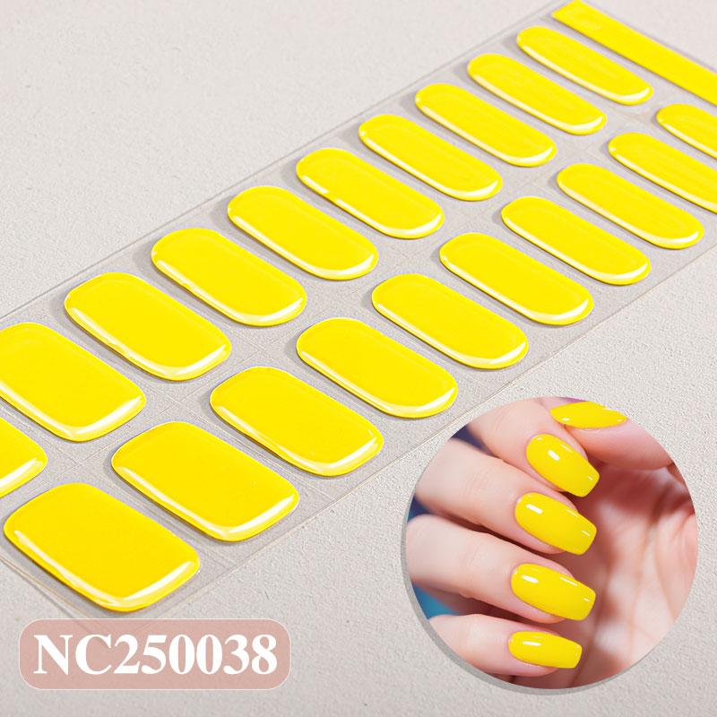 Hot Sell Custom Logo HEMA-Free Gel Polish Nail Stickers New Solid Color Styles Semi Cured Gel Nail Wraps 20 Gel Nail Strips