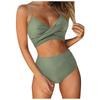 Two Piece Bikini Swimsuit for Women High Waist Bottom with Adjustable Straps and V Neck Top Tie Dye Print Swimwear Set