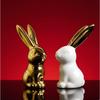 Home Decor Rabbit Statues,1 Pair, Small Decorative Accents for Shelves, Livingroom and Bedroom, Gold and White (Rabbit)