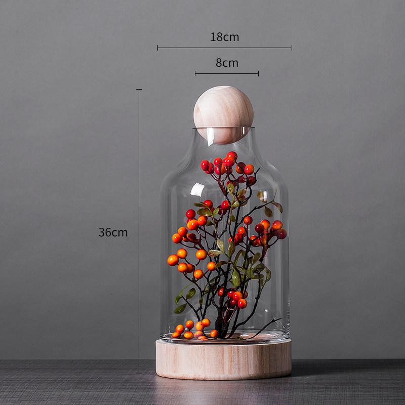 Simple Everlasting Flower Glass Cover Ornaments Living Room TV Cabinet Model Room Home Decorations Valentine's Day Gift