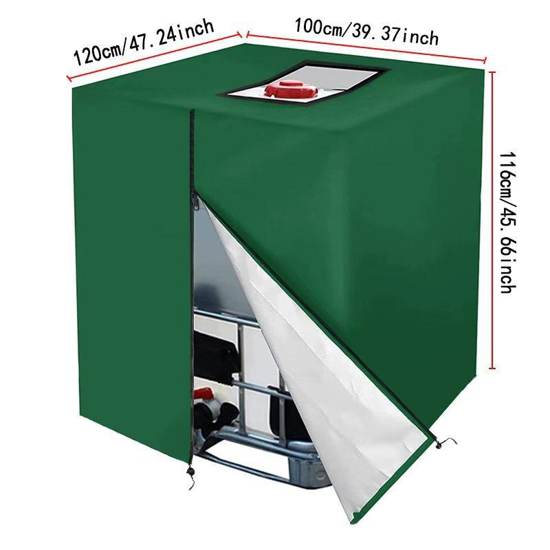 210D Dustproof IBC Tote Cover 1000L Outdoor Waterproof Insulated Barrel Protector 120x100x116cm зелёный