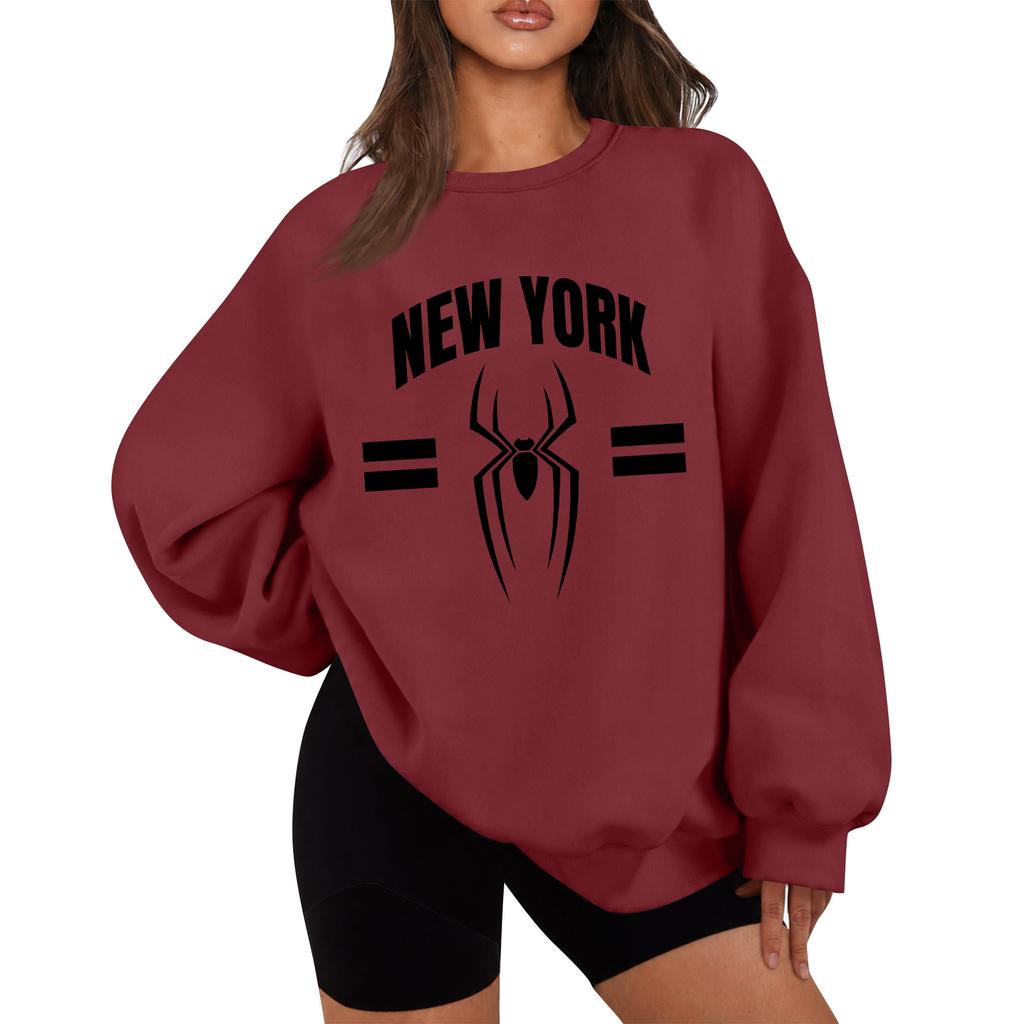 Women's Rugby Print Baseball Sweatshirt Neck No
