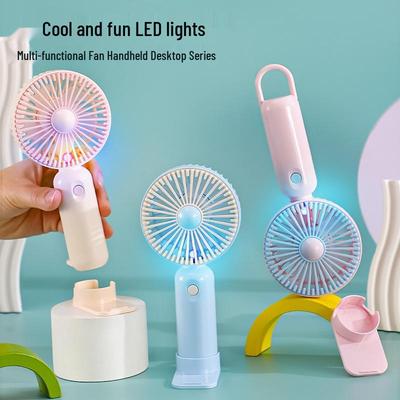 2026 Portable LED Small Fan: USB Rechargeable, Three-Speed Wind, Handheld/Desktop Use for Students & Outdoor.
