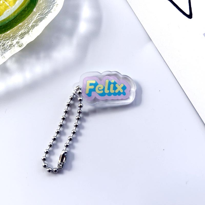 Stray Kids ROCK-STAR Album Member Name Tag Acrylic Keychain Cute Colorful Typography Bag Pendant Kpop Idol Fan Support Collectible Keyring