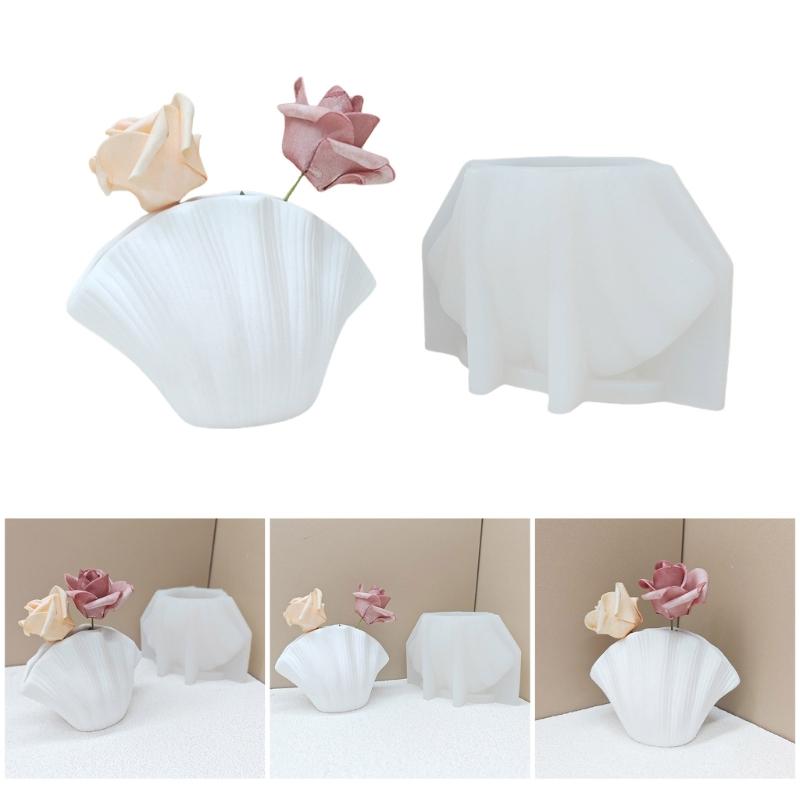 Silicone Flower Vase Molds Shell Shape Flowerpot Moulds Silicone Planter Molds Silicone Texture for Hand-Making Planter