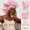 New Silky Bonnet With Elastic Tie Band Hair Bonnet For Sleeping Shower Cap Reusable Adjusting Hair Care Wrap Cap Sleep Caps
