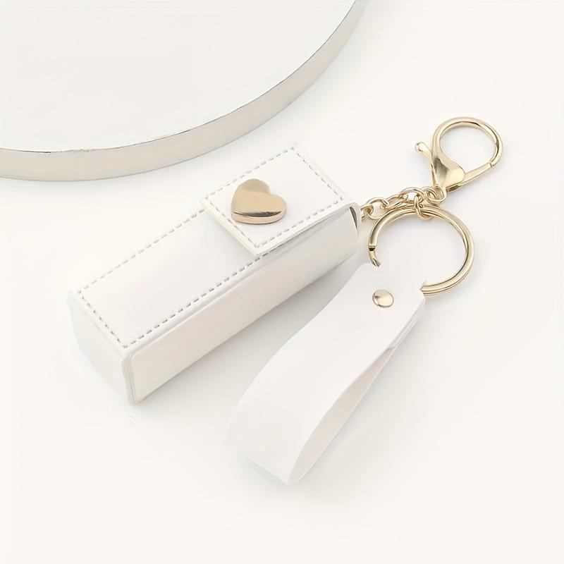 Love Lipstick Keychain Pendant: Thick Leather Car Accessory & Mini Storage Bag Gift Ornament