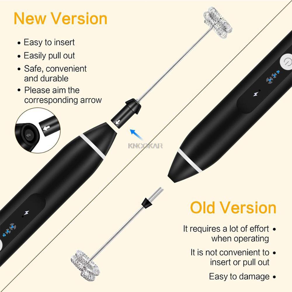 3-Speeds Hand Mixer Electric Blender Eggs Beater Whisk Stirrer Coffee Milk Drink Frother Foamer USB Rechargeable Food Whisk