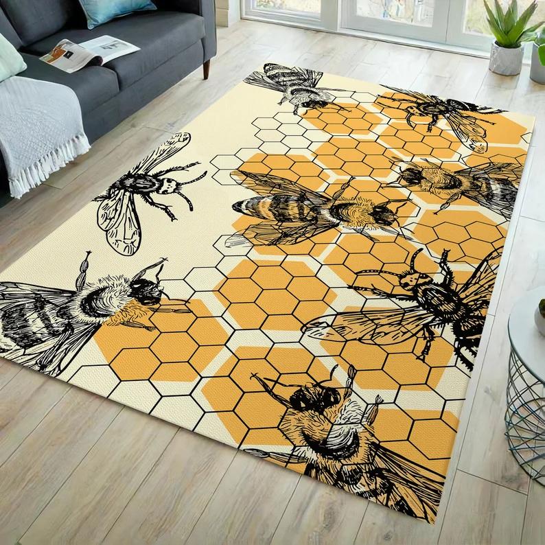 Bienen-Bereichsteppich Schwarzer Wabenläufer Schachbrett-Rutschfester Teppich Kronen-Bodenkunst Weißer Maschinenwaschbarer Teppich Schachbrettmatte