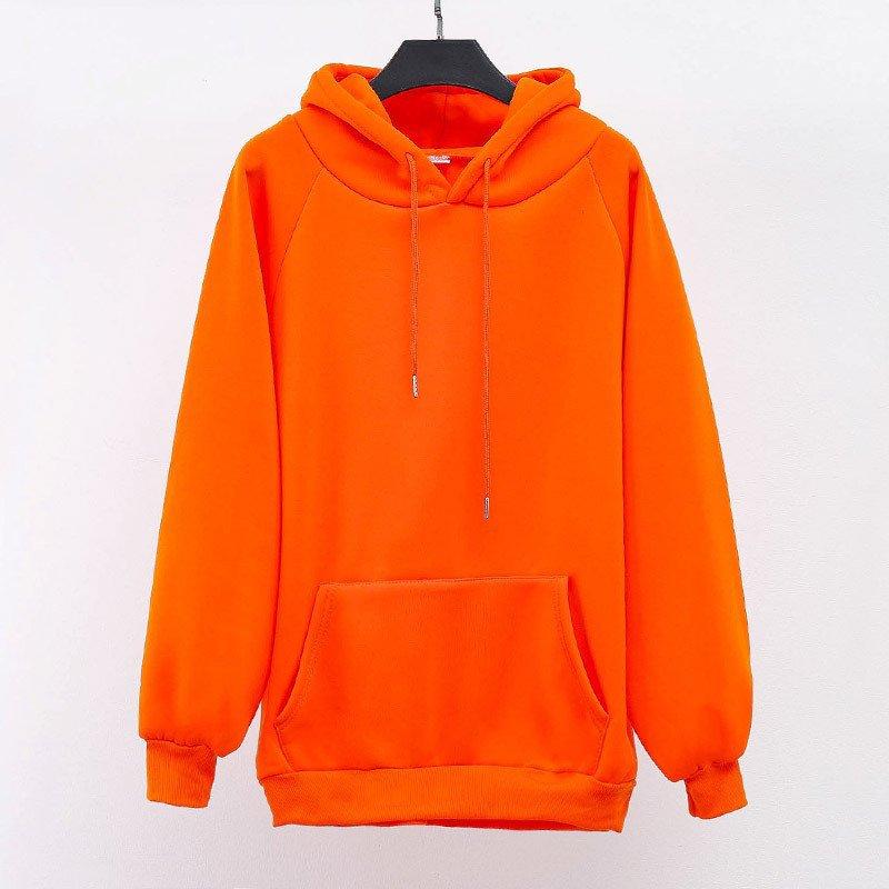 Autumn Winter Women's Fleece Lined Hoodie, Oversized Pullover with Long Sleeves and Solid Color Design, Cozy Warm Sweatshirt for Casual Wear