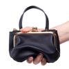 New lychee pattern creative mouth gold bag Japanese leather hand carry change bag mini double clip coin storage bag