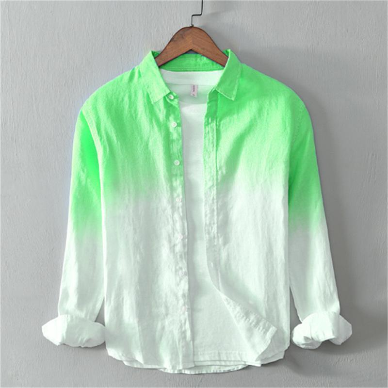 Fashion Shirts Fabric Gradient Pink Blue Gray New Series of Men and Women Matching Colors Casual and Comfortable