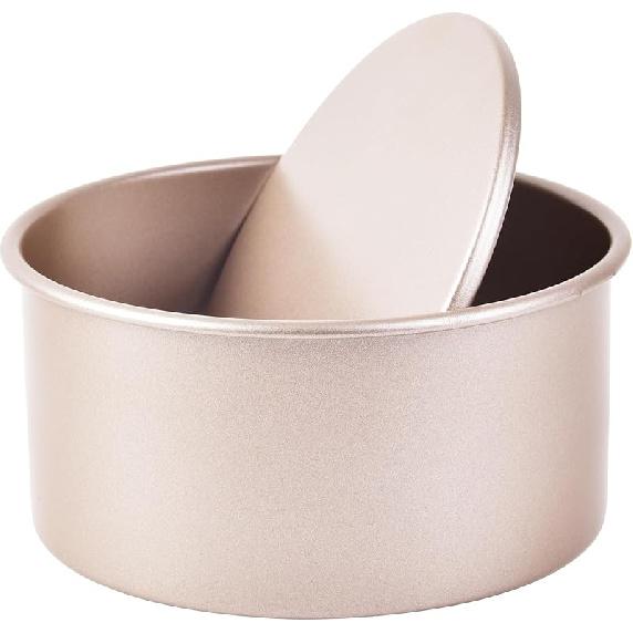 Round Cake Pan, Nonstick 6-Inch with Removable Loose Bottom Chiffon Bakeware (Champagne Gold)