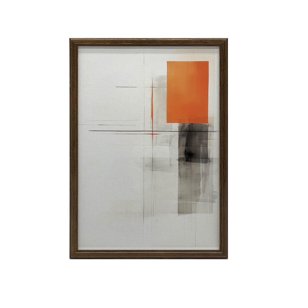 Gra Kształtów W Szarości I Pomarańczy Gra Kształtów W Szarości I Pomarańczy, 30X40 Cm, Rama Aluminiowa Czarna, Papier Matowy 230 Gsm